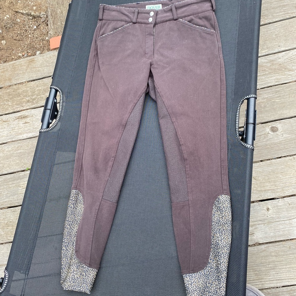 Horse riding full seat breeches. Dark brown with cheetah print